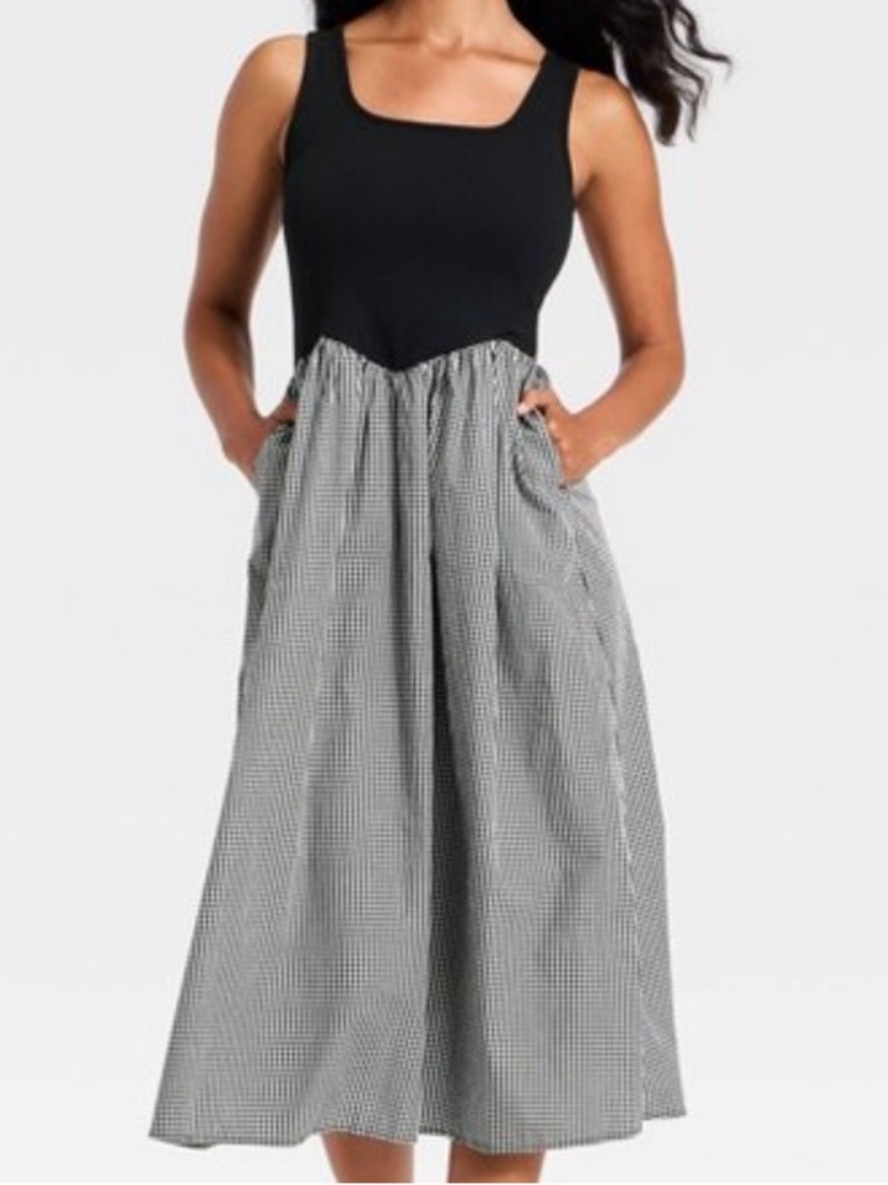 NWT a new day Gingham Midi Tank Midi Dress Sz 2X